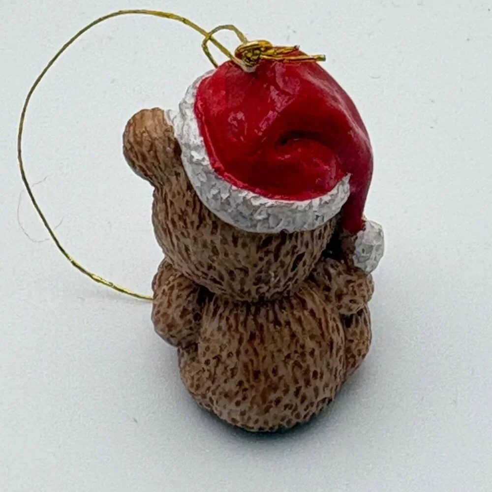 Vintage Santa Claus Teddy Bear Christmas Ornament Mini Holding Candy Cane - Picture 6 of 6